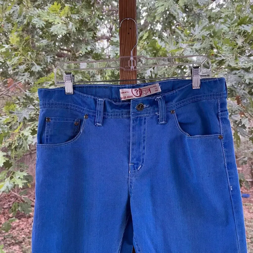 Guess Jeans Men's Vintage Bright Blue Straight Leg Jeans Size 33